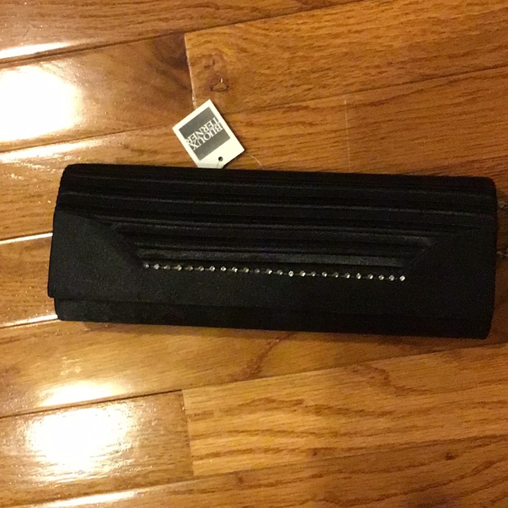 Black satin evening clutch